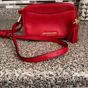 Michael Kors red pebbled crossbody purse